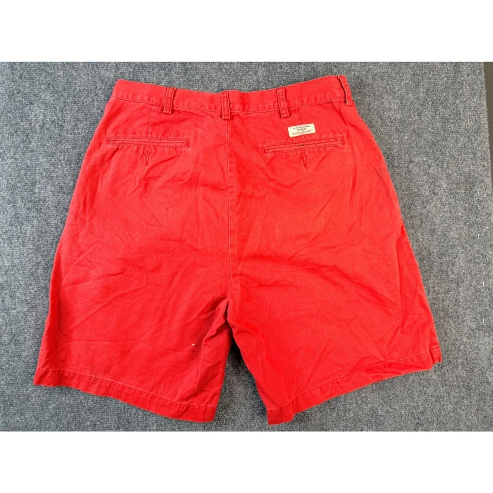 Polo Ralph‎ Lauren Tyler Short Mens 35 Red Cotton Pleated Classic Chino Shorts